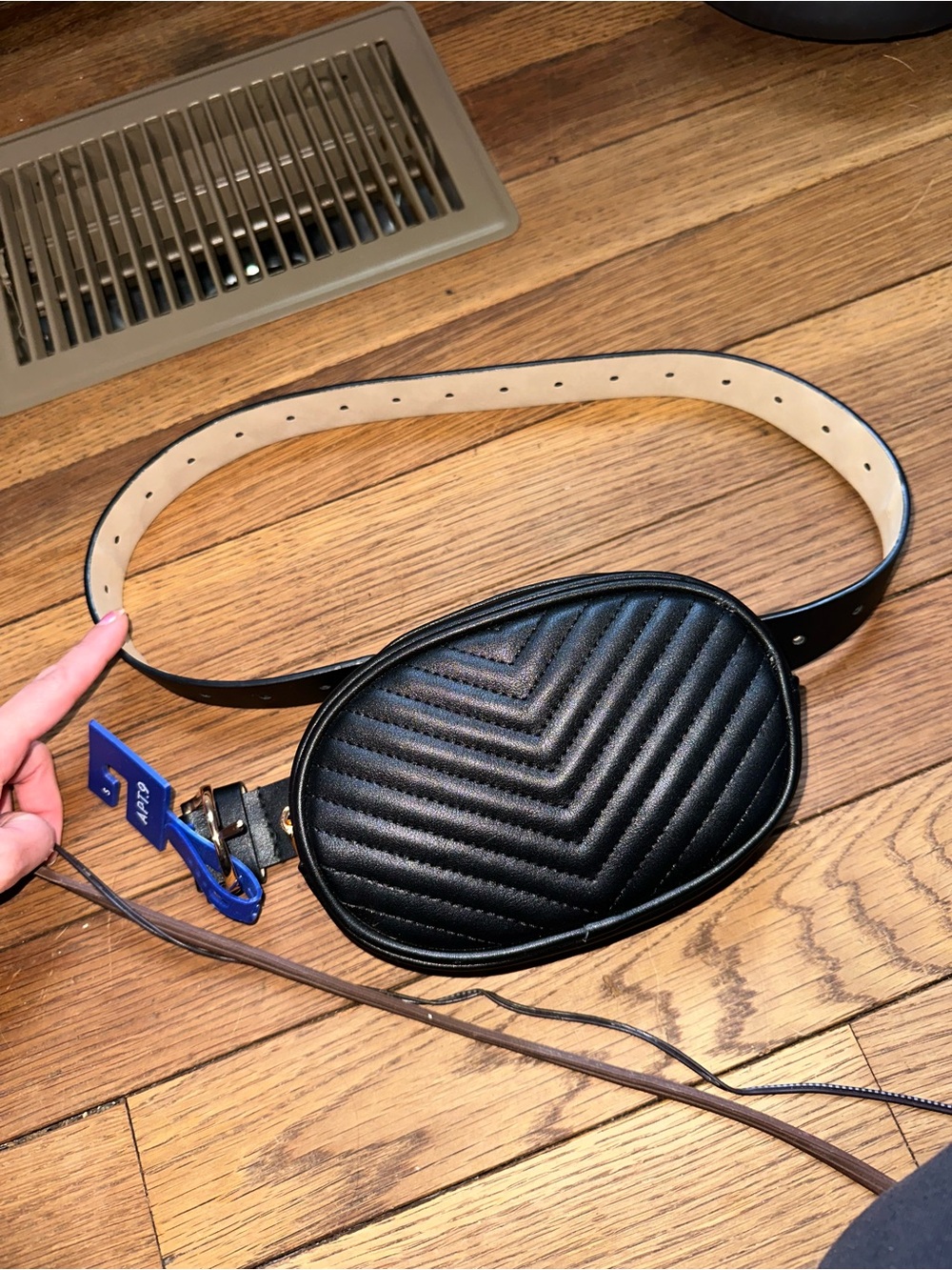 Quilted Black Oval Belt Bag